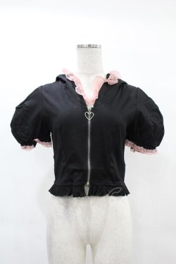 画像1: DARK IN LOVE / Alternative fashion cat haunt zipper top S ブラック H-25-02-21-1053-PU-TO-KB-ZH