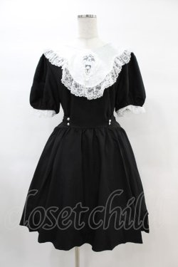 画像1: DARK IN LOVE / Alice in Wonderland contrast collar dress L ブラック H-25-02-21-1006-PU-OP-KB-ZH