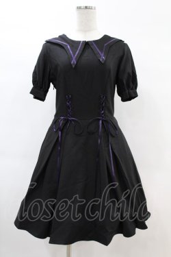 画像1: DARK IN LOVE / Magic girl purple line trims mini dress M ブラック H-25-02-21-1017-PU-OP-KB-ZH