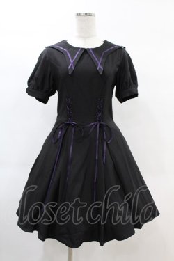 画像1: DARK IN LOVE / Magic girl purple line trims mini dress S ブラック H-25-02-21-1018-PU-OP-KB-ZH