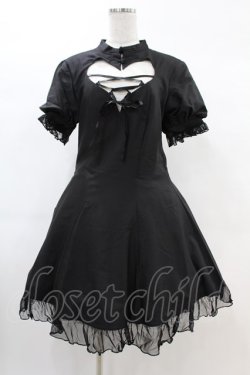 画像1: DARK IN LOVE / Gothic lolita hearted lace up midi dress L ブラック H-25-02-21-1020-PU-OP-KB-ZH