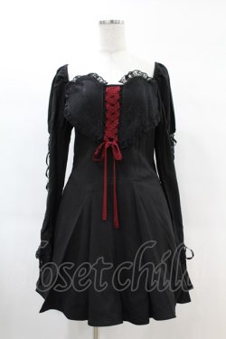 画像1: DARK IN LOVE / Heart to heart valentine date princess dress L ブラック×レッド H-25-02-21-1023-PU-OP-KB-ZH