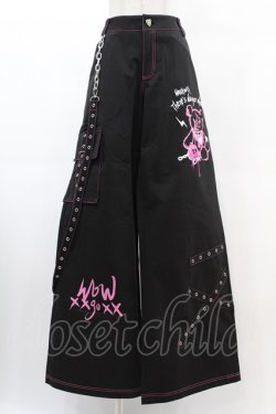 画像1: DARK IN LOVE / Rabel fashion danger bear metal studded baggy trousers L ブラック H-25-02-21-1034-PU-PA-KB-ZH