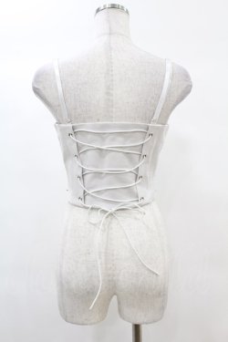 画像2: DARK IN LOVE / Punk white rib-chain zipper corset XS ホワイト H-25-02-21-1037-PU-TO-KB-ZH