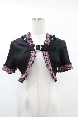 画像1: DARK IN LOVE / Gothic lolita pink plaid cat ear hoody cape S ブラック×ピンク H-25-02-21-1042-PU-TO-KB-ZH