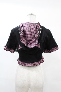 画像2: DARK IN LOVE / Gothic lolita pink plaid cat ear hoody cape S ブラック×ピンク H-25-02-21-1043-PU-TO-KB-ZH