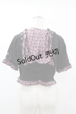 画像2: DARK IN LOVE / Gothic lolita pink plaid cat ear hoody cape XL ブラック×ピンク H-25-02-21-1045-PU-TO-KB-ZH