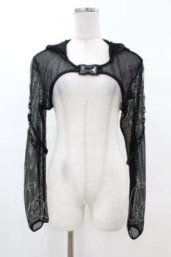 画像1: DARK IN LOVE / Fishnet hooded punk cape XXL ブラック H-25-02-22-1055-PU-TO-KB-ZH