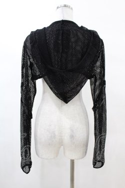 画像2: DARK IN LOVE / Fishnet hooded punk cape XXL ブラック H-25-02-22-1055-PU-TO-KB-ZH