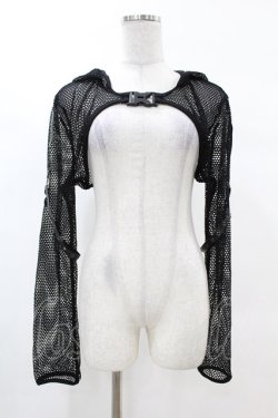 画像1: DARK IN LOVE / Fishnet hooded punk cape XXL ブラック H-25-02-22-1056-PU-TO-KB-ZH