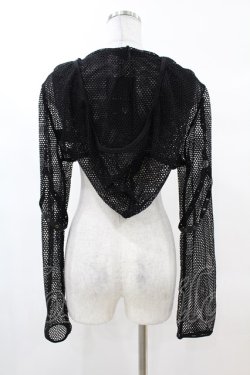 画像2: DARK IN LOVE / Fishnet hooded punk cape XXL ブラック H-25-02-22-1056-PU-TO-KB-ZH