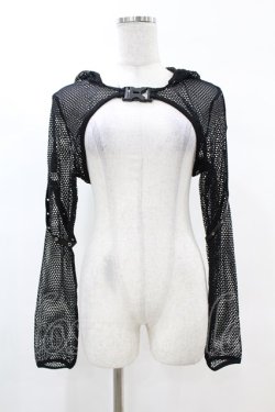 画像1: DARK IN LOVE / Fishnet hooded punk cape XL ブラック H-25-02-22-1058-PU-TO-KB-ZH