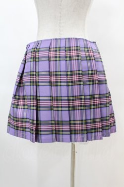 画像2: DARK IN LOVE / Punk purple checked splicing black pleated skirt M パープル×ブラック H-25-02-22-1006-PU-SK-KB-ZH