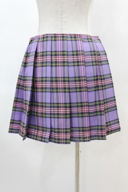 画像2: DARK IN LOVE / Punk purple checked splicing black pleated skirt M パープル×ブラック H-25-02-22-1007-PU-SK-KB-ZH