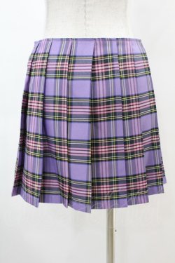 画像2: DARK IN LOVE / Punk purple checked splicing black pleated skirt S パープル×ブラック H-25-02-22-1008-PU-SK-KB-ZH