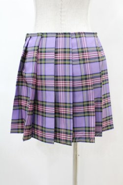 画像2: DARK IN LOVE / Punk purple checked splicing black pleated skirt S パープル×ブラック H-25-02-22-1009-PU-SK-KB-ZH