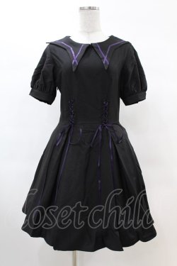 画像1: DARK IN LOVE / Magic girl purple line trims mini dress M ブラック H-25-02-22-1029-PU-OP-KB-ZH