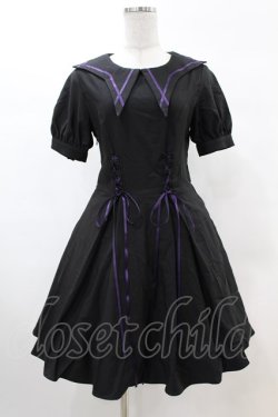 画像1: DARK IN LOVE / Magic girl purple line trims mini dress S ブラック H-25-02-22-1030-PU-OP-KB-ZH