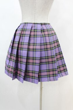 画像2: DARK IN LOVE / Punk purple checked splicing black pleated skirt L パープル×ブラック H-25-02-22-1003-PU-SK-KB-ZH