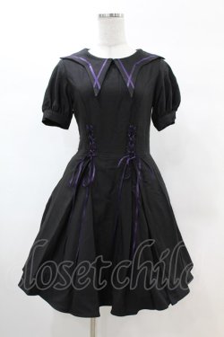 画像1: DARK IN LOVE / Magic girl purple line trims mini dress S ブラック H-25-02-22-1031-PU-OP-KB-ZH