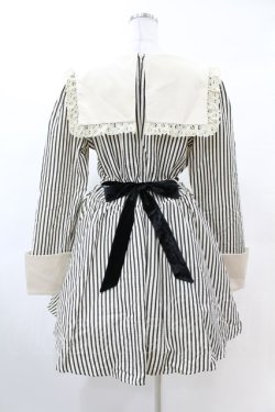 画像2: DARK IN LOVE / Classic Vintage Big Lapels Classy Striped Dress L アイボリー×ブラック H-25-02-22-1034-PU-OP-KB-ZH