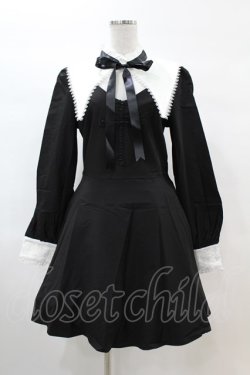 画像1: DARK IN LOVE / Gothic lolita black and white bow neck dress L ブラック H-25-02-22-1035-PU-OP-KB-ZH