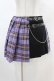 画像1: DARK IN LOVE / Punk purple checked splicing black pleated skirt L パープル×ブラック H-25-02-22-1004-PU-SK-KB-ZH (1)