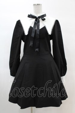 画像1: DARK IN LOVE / Gothic lolita black and white bow neck dress L ブラック H-25-02-22-1036-PU-OP-KB-ZH