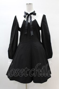 画像1: DARK IN LOVE / Gothic lolita black and white bow neck dress L ブラック H-25-02-22-1037-PU-OP-KB-ZH