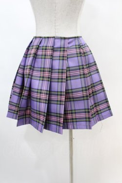 画像2: DARK IN LOVE / Punk purple checked splicing black pleated skirt L パープル×ブラック H-25-02-22-1004-PU-SK-KB-ZH