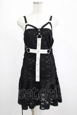 画像1: DARK IN LOVE / Gothic super white cross strap dress M ブラック H-25-02-23-048-PU-OP-KB-ZH