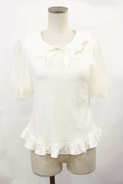 画像1: Angelic Pretty / ロゴ刺繍カラー半袖カットソー Free オフ H-25-02-23-1006-AP-TO-NS-ZH