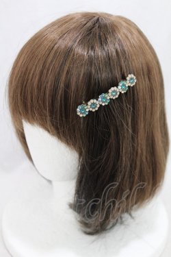 画像1: Michal Negrin / フラワーバレッタ  ゴールド×ブルー H-25-02-23-2012-LO-AC-KB-ZH