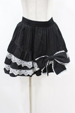 画像1: DARK IN LOVE / Black lolita white bow contrast mini skirt S-M ブラック H-25-02-24-1006-PU-SK-KB-ZH