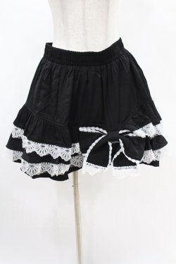 画像1: DARK IN LOVE / Black lolita white bow contrast mini skirt L-XL ブラック H-25-02-24-1008-PU-SK-KB-ZH