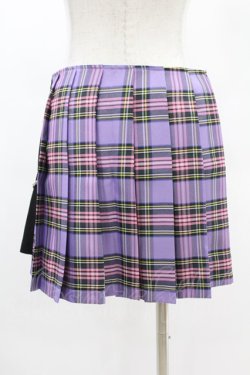 画像2: DARK IN LOVE / Punk purple checked splicing black pleated skirt S パープル×ブラック H-25-02-24-1002-PU-SK-KB-ZH