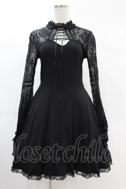 画像1: DARK IN LOVE / Elegant gothic lace up lacey knitted M ブラック H-25-02-24-1022-PU-OP-KB-ZH