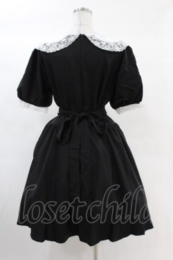 画像2: DARK IN LOVE / Alice in Wonderland contrast collar dress L ブラック H-25-02-24-1024-PU-OP-KB-ZH