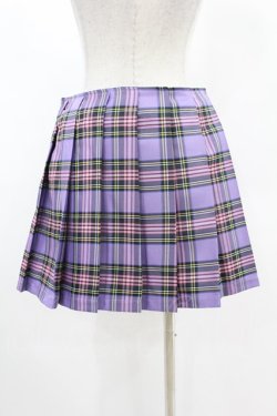 画像2: DARK IN LOVE / Punk purple checked splicing black pleated skirt M パープル×ブラック H-25-02-24-1003-PU-SK-KB-ZH