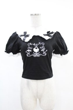 画像1: DARK IN LOVE / Black lolita two little bears doll top XS ブラック H-25-02-24-1035-PU-TO-KB-ZH