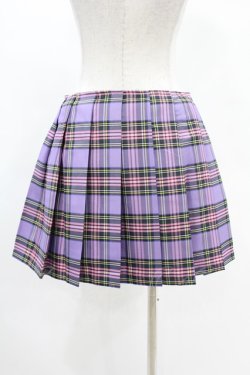 画像2: DARK IN LOVE / Punk purple checked splicing black pleated skirt M パープル×ブラック H-25-02-24-1004-PU-SK-KB-ZH