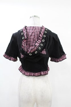 画像2: DARK IN LOVE / Gothic lolita pink plaid cat ear hoody cape S ブラック×ピンク H-25-02-24-1040-PU-TO-KB-ZH