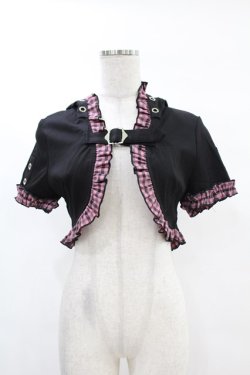 画像1: DARK IN LOVE / Gothic lolita pink plaid cat ear hoody cape S ブラック×ピンク H-25-02-24-1041-PU-TO-KB-ZH