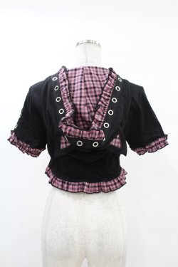 画像2: DARK IN LOVE / Gothic lolita pink plaid cat ear hoody cape S ブラック×ピンク H-25-02-24-1041-PU-TO-KB-ZH