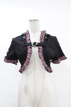 画像1: DARK IN LOVE / Gothic lolita pink plaid cat ear hoody cape S ブラック×ピンク H-25-02-24-1042-PU-TO-KB-ZH