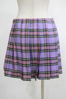 画像3: DARK IN LOVE / Punk purple checked splicing black pleated skirt M パープル×ブラック H-25-02-25-044-PU-SK-KB-ZH