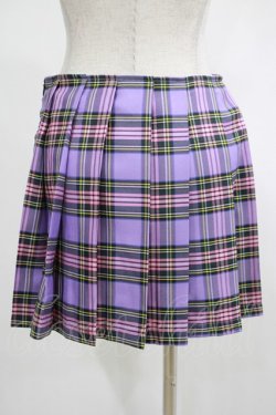 画像3: DARK IN LOVE / Punk purple checked splicing black pleated skirt S パープル×ブラック H-25-02-25-046-PU-SK-KB-ZH