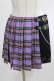 画像1: DARK IN LOVE / Punk purple checked splicing black pleated skirt S パープル×ブラック H-25-02-25-047-PU-SK-KB-ZH (1)