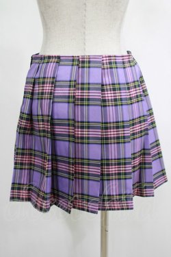 画像3: DARK IN LOVE / Punk purple checked splicing black pleated skirt S パープル×ブラック H-25-02-25-047-PU-SK-KB-ZH