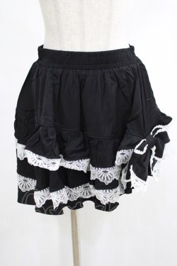 画像1: DARK IN LOVE / Black lolita white bow contrast mini skirt S-M ブラック H-25-02-25-048-PU-SK-KB-ZH